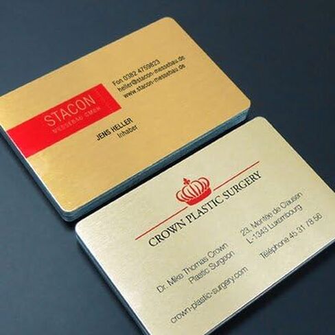 بطاقة عمل معدنية بحافة مستقيمة، تصعيد ذهبي، حرارة فارغة 100 قطعة. in Kuwait