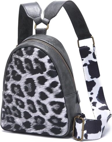 Cow Pattern Fashion Backpack Western Wrangler Montana Mini Backpack Purse for Women Purses PU Leather Pompom Backpack Small Shoulder Bag Casual Backpack Brown in Saudi Arabia