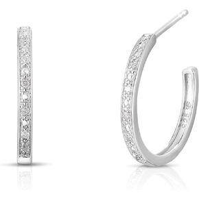NATALIA DRAKE Small Open C Diamond Accent Hoop Earrings for Women in 925 Sterling Silver