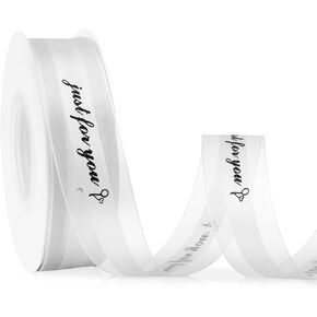 Happy Birthday Ribbon for Gift Wrapping, 1 Inch 25 Yards White Ribbon for Flower Bouquet, Just for You Organza Satin Ribbon for Crafts Bow Making Cake Box Party Decoration, Flower Bouquet Accessories