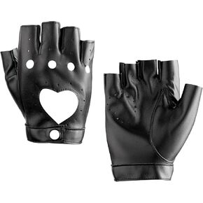 Sacina Black PU Leather Fingerless Gloves, Fingerless Leather Gloves, Biker Gloves, Goth Gloves, Punk Gloves, Cosplay Gloves, Gothic Punk Accessories