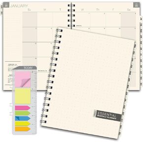 ESSENTIAL 2025 Monthly Planner with Tabs, 8.5"x11": 14 Months (November 2024 - December 2025), Professional, Simple, Easy-to-Use Design and Frosted Poly Cover for Extra Protection (Frosted)