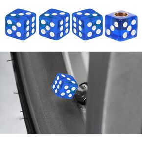 4PCS Dice Car Tire Valve Stem Caps, Corrosion Resistant & Leak-Proof Air Cap Cover with Brass Core, Universal Dust Proof Tire Valve Cap for Truck Bicycle Motorcycle SUV (Green)