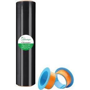 18" Black Plastic Shrink Wrap Roll for Moving, Furniture Wrapping, 1500 Feet, 80 Gauge, 500% Stretch, Industrial Strength Film with Handle for Packing, Residue-Free, Machine & Hand Use, 4 Rolls