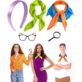 Halloween Costumes Accessories - Purple Headband Green Scarf for Halloween Cosplay Supplies