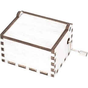 Elanze Designs صندوق موسيقي خشبي بنمط عتيق مقاس 2 × 3.5 بوصة، لمسة نهائية بيضاء كلاسيكية، يلعب لحن You Are My Sunshine in Kuwait