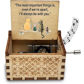 Funny Bear Best Friend Wood Music Box Gifts for Women, Friendship BBF Daughter Gifts for Christmas Birthday, I'll Aways Be with You.