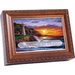 Cottage Garden I Am The Light Woodgrain Inspirational Traditional Music Box Plays How Great Thou Art