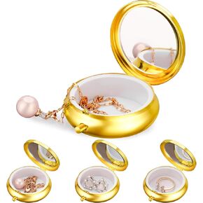 Aphlos Aluminum Mini Traveling Jewelry Holder Storage with Easy-Access Clasp, Compact Safe Storage for Rings, Necklaces, Earrings - Convenient for Traveling, Removable Soft Pads for Pills