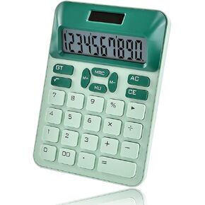 Solar Calculators Desktop, 12 Digit Basic Calculator with Big Buttons, Sensitive Aesthetic Desk Accessories Large LCD for Office School (Purple)