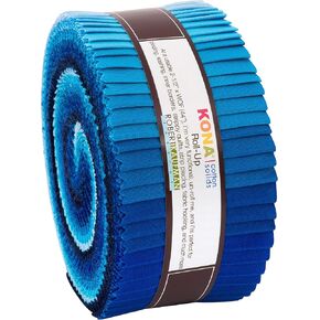 Kona Cotton Solids Waterfall Roll Up 40 2.5-inch Strips Jelly Roll Robert Kaufman Fabrics RU-782-40