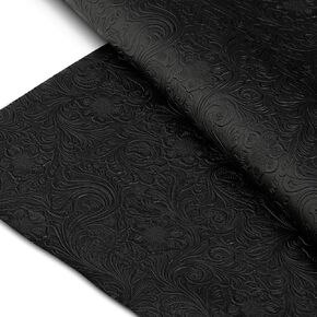 Tooled Faux Leather Western Cowboy, Floral Embossed Vinyl, Craft DIY and Upholstery Textured PU Pleather Fabric - Individual 1 Yard Cut 36"x54" (Turquoise)