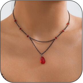 Dcfywl731 Gothic Y Necklace for Women Teardrop Goth Necklace Goth Accessories Jewelry Gift for Halloween Party