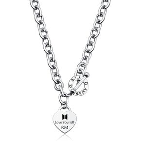 Heart Chain Necklace to Love Yourself Pendant Friendship Necklace for Women Lover Fans A.R.M.Y Charm Best Friend Necklace Inspirational Regalos Para Hermanas for Sister
