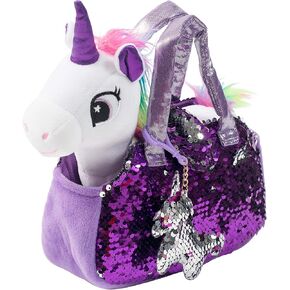 Little Jupiter Pet Plush Set with Purse w/Reversible Sequins & Charm - Stuffed Animal Toy for Kids Ages 4-5 - 6-7 - Stuffed Animal Purse - Stuffed Animals for Girls - (Pink Labradoodle) in Kuwait
