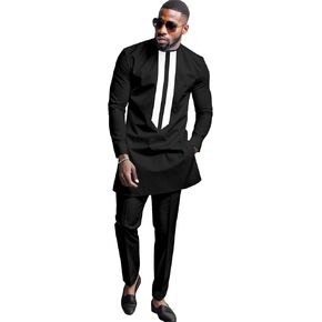 African Men's Formal Clothes Dashiki Shirt and Pant Two Piece Suit Traditional Long Sleeve Outfits