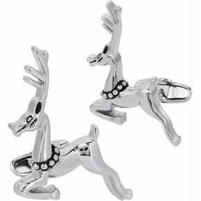 Shiny Silver Tone Deer Cufflinks For Men With Gift Box
