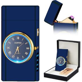 Watch Lighetr,Electric Lighter,Dual Arc Plasma Lighter,USB Lighter Rechargeable with Battery Display,Cool Lighter with Clock & Flashlight,Unique Gift for Men and Women (Dolphin Black)