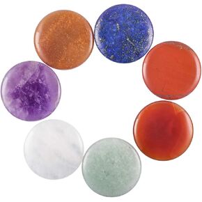 mookaitedecor 7 PCS Chakra Stones Polished Palm Worry Stones Crystal Set for Healing Meditation Reiki, Round Shaped, 1.2 Inch