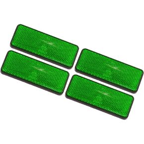 Motoforti 4 Pcs 87x32mm Green Plastic Universal Rectangular Reflective Warning Reflector with Adhesive Tape for Motorcycle Bike Long-Lasting