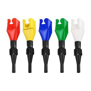 HARFINGTON 5pcs Flexible Snap Funnel, Universal Plastic Draining Oil Tool Retractable Automotive Fuel Funnel for Cars and Motorcycles, Blue/Green/Red/Yellow/White