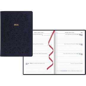 Letts of London® Woodland 2025 Weekly Planner, 12 Months, January to December, Sewn Binding, A5 Size, 8.25" x 5.875", Multilingual, Navy (C082165-25)