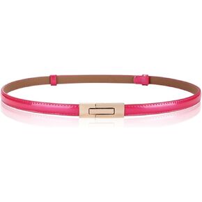 Earnda 3 Pack Women Skinny Waist Belt with Gold Buckle Adjustable Patent Leather Thin Belt for Dress Jeans Coat