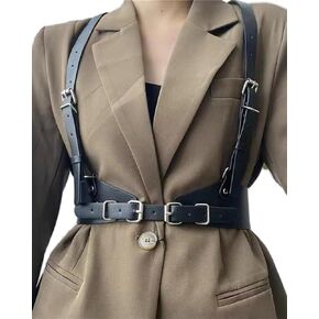 Punk Womens Waist Belt Adjustable Suspenders Straps PU Leather Harness Belt