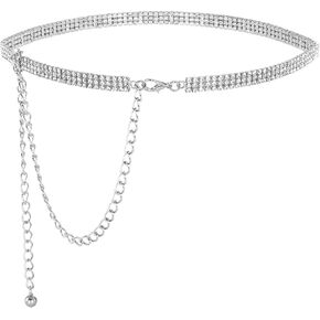 CHIC DIARY Rhinestone Belts for Women Sparkly Diamond Waistband Fashion Glitter Chain Belt for Wedding
