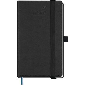 BEZEND 2025 Planner Daily Weekly & Monthly 5.8" x 8.5" (Jan - Dec 2025) Agenda 2025 Vertical Calendar Book with Hourly Schedule, Monthly Tabs, Pen Holder, Vegan Leather Hard Cover - Sky Blue