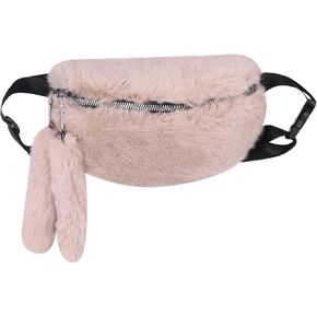 Fuzzy Fanny Pack for Women Faux Fur Belt Bum Bag with Adjustable Strap Waist Pouch Casual Crossbody Purse for Travel