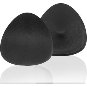 2 Pairs Bra Pad Inserts, Triangle Sports Bra Inserts, Bra Pads Inserts, Sewn and Padded Breast Pads, Push Up Breast Bra Insert Pads, Removable Breast Enhancers Pads for Women Girls, Black