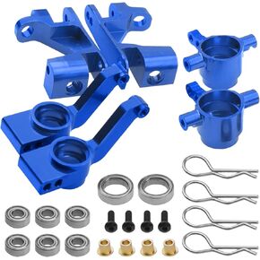 Metal C-Hubs Caster Blocks, Steering Blocks & Rear Stub Axle Carriers w/Ball Bearings Compatible with 1/10 Traxxas Slash 4X4, Stampede 4X4, Rustler 4WD Replaces of 6837 6832 1952 (Blue)