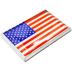 US American Flag Sticker Emblem USA Decal Car Chrome Flags, 2 Pack, 3 x 2 inches