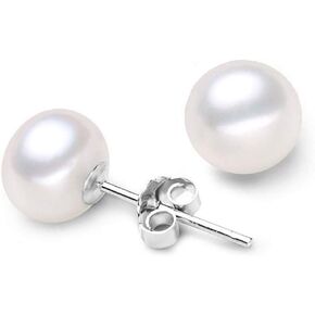 Authentic 925 Sterling Silver AAAA Grade Natural White Freshwater Pearl Stud Earrings or Drop Earrings Tarnish Resistant Hypoallergenic Nickel Free Women Jewelry