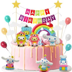 20Pcs Rainbow Cinna Cake Topper Banner, Cinna Birthday Party Decorations, Mini Colorful Party Supplies Party Favors for Kids
