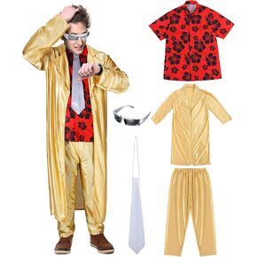 5 Pcs Halloween Back to the Future Costume Adult Emmett Brown Costume Doc Scientist Set for Halloween Cosplay Party