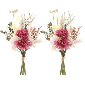 Pack of 2, Artificial Silk Rose Flowers for Home Decoration Fake Floral Bridal Bouquet Wedding Arrangement Coffee Table Centerpieces Flower Decor Props (Pink Peony)