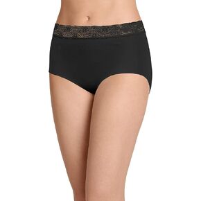 Jockey Women's Underwear No Panty Line Promise Tactel Lace Hip Brief, Black, 7