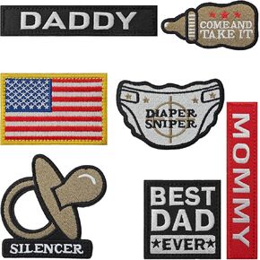 8 Pieces Daddy Patches, Hook and Loop Tactical Funny Patch for Hats, Diaper Bags, Lunch Bags
