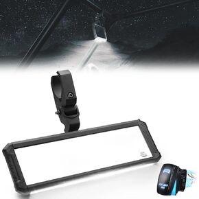 KEMIMOTO Rear View Center Mirror LED Light 360° Adjustable Fit 1.6" -2" Roll Bar UTV Center Mirror Compatible with Polaris RZR Ranger Can Am X3 Mule Pioneer Talon Accessories