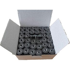 DOUBLELIN 144pcs Prewound Bobbins Size A for Domestic Sewing/Embroidery Machines, Compatible with Brother Machines, Plastic Sided, Size A, Class 15, 15J, SA156, Black, 100% Polyester, 60S/2 100 Yards