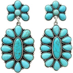 Western Turquoise Squash Blossom Post Earrings Navajo in Kuwait