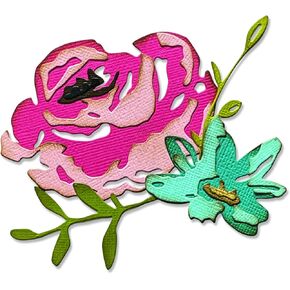 Sizzix Thinlits Die Set 4PK Brushstroke Flowers #4 by Tim Holtz | 665849 |Chapter 2 2022, Multicolor