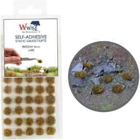 War World Scenics Self Adhesive Static Grass Tufts x 100 – Patchy, 4mm – Model Railway Wargame Scenery Railroad Modelling Diorama Miniature Hobby Tabletop