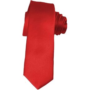 K. Alexander Mens Solid Skinny 2" Inch Bright Crimson Red Necktie Tie