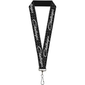 Buckle Down Lanyard-1.0"-Challenger Repeat W/Text Black/White