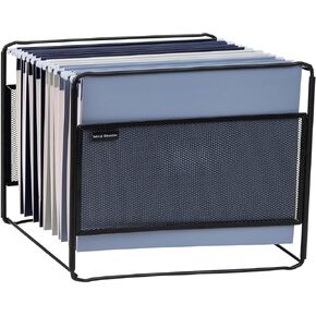 Mind Reader Hanging File Folder Organizer, Desktop Organizer, Storage, Office, Metal Mesh, 13" L x 9.75" W x 10.25" H, Silver