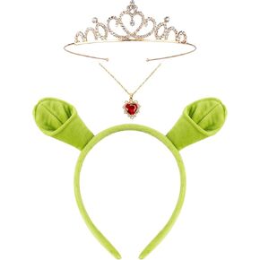 Women Halloween Costume Accessories Monster Ears Headband Princess Crown Red Heart Necklace Christmas Cosplay Party