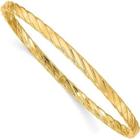 Diamond2Deal 10k Yellow Gold 4mm Textured Twist Slip-on Bangle Bracelet